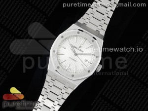 Royal Oak 41mm 15400 SS IPF 1:1 Best Edition White Textured Dial on SS Bracelet SA3120 Super Clone