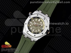 Royal Oak Offshore Diver 15720 SS ZF 1:1 Best Edition Green Dial on Green Rubber Strap A4308