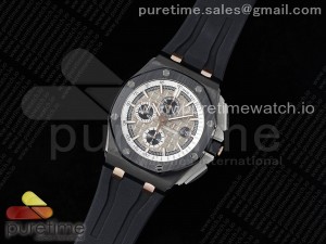 Royal Oak Offshore 44mm Black Ceramic Case APF 1:1 Best Edition Gray/White Dial on Black Rubber Strap A3126