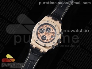 Royal Oak Offshore 42mm RG APF 1:1 Best Edition RG Dial on Black Leather Strap A3126