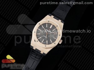 Royal Oak 41mm 15400 RG IPF 1:1 Best Edition Gray Textured Dial on Black Leather Strap SA3120 Super Clone
