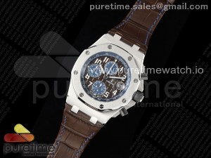 Royal Oak Offshore 42mm SS APF 1:1 Best Edition Brown Dial on Brown Leather Strap A3126