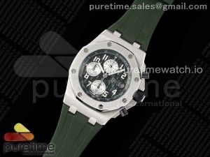Royal Oak Offshore 42mm SS APF 1:1 Best Edition Green Dial on Green Rubber Strap A3126