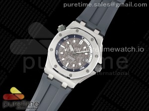 Royal Oak Offshore Diver 15720 SS APF 1:1 Best Edition Gray Dial on Gray Rubber Strap A4308