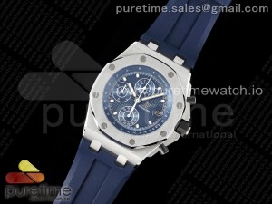 Royal Oak Offshore 42mm SS APF 1:1 Best Edition Deep Blue Dial on Deep Blue Rubber Strap A4404