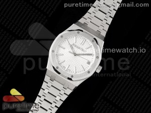 Royal Oak 41mm 15500 SS BF 1:1 Best Edition White Textured Dial on SS Bracelet A4302