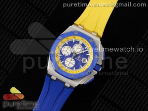 Royal Oak Offshore 44mm Blue Ceramic Bezel APF 1:1 Best Edition Blue/Yellow Dial on Blue/Yellow Rubber Strap A3126 V2