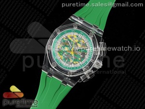 Royal Oak Offshore 44mm Transparent APF Best Edition Green Dial on Green Rubber Strap A3126