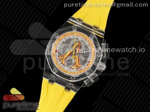 Royal Oak Offshore 44mm Transparent APF Best Edition Yellow Dial on Yellow Rubber Strap A3126