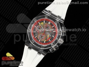 Royal Oak Offshore 44mm Transparent APF Best Edition Red Dial on White Rubber Strap A3126
