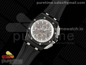 Royal Oak Offshore 44mm Black Ceramic APF 1:1 Best Edition Gray Dial on Black Rubber Strap A3126