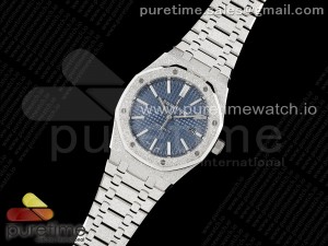 Royal Oak 41mm Frosted SS APSF 1:1 Best Edition Blue Textured Dial on SS Bracelet SA3120 Super Clone