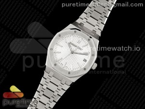 Royal Oak 41mm 15510 "50th Anniversary" SS APSF 1:1 Best Edition White Dial on SS Bracelet SA4302 Super Clone
