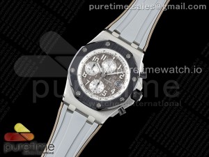 Royal Oak Offshore 42mm SS APF 1:1 Best Edition Brown Dial Ceramic Bezel on Gray Rubber Strap A3126