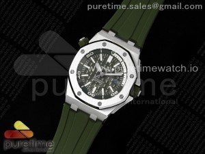 Royal Oak Offshore Diver 15710 IPF 1:1 Best Edition Green Dial on Green Rubber Strap SA3120 Super Clone
