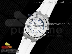 Royal Oak Offshore Diver 15710 IPF 1:1 Best Edition White Dial on White Rubber Strap SA3120 Super Clone
