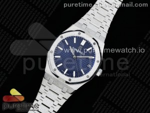 Royal Oak 41mm 15500 Frosted SS APSF 1:1 Best Edition Blue Textured Dial on SS Bracelet SA4302 Super Clone
