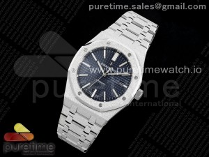 Royal Oak 41mm 15410 Frosted SS APSF 1:1 Best Edition Blue Textured Dial on SS Bracelet SA3120 Super Clone