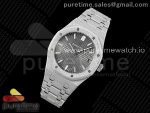 Royal Oak 41mm 15500 Frosted SS APSF 1:1 Best Edition Gray Textured Dial on SS Bracelet SA4302 Super Clone
