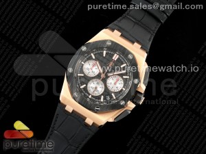 Royal Oak Offshore 43mm 26420ro RG APPF Best Edition Black Dial on Black Leather Strap A4401