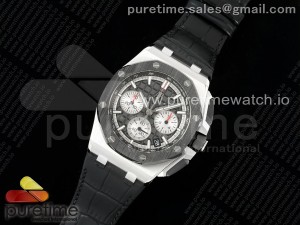 Royal Oak Offshore 43mm 26420so SS APPF Best Edition Black Dial on Black Leather Strap A4401