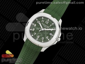 Aquanaut 5168G 42mm SS 3KF 1:1 Best Edition Green Dial on Green Rubber Strap A324 Super Clone V2