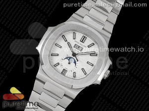 Nautilus 5726 Full Function SS PPF 1:1 Best Edition White Dial on SS Bracelet A324