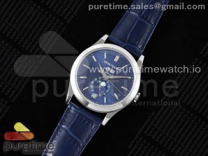 Annual Calendar Moonphase 5396 SS ZF 1:1 Best Edition Blue Dial on Blue Leather Strap A324