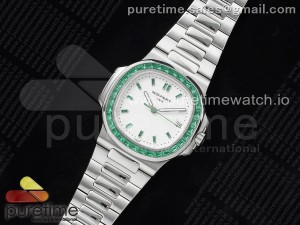 Nautilus 5711 SS GRF 1:1 Best Edition White Dial Green Diamonds Bezel on SS Bracelet 324CS