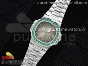 Nautilus 5711 SS GRF 1:1 Best Edition Gray Dial Green Diamonds Bezel on SS Bracelet 324CS