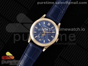 Annual Calendar Moonphase 5396 RG ZF 1:1 Best Edition Blue Crystal Dial on Blue Leather Strap A324