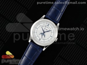 Annual Calendar Moonphase 5396 SS ZF 1:1 Best Edition White/Blue Dial on Blue Leather Strap A324