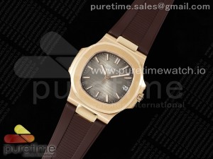 Nautilus 5711/1R PPF 1:1 Best Edition Brown Textured Dial on Brown Rubber Strap 324CS V5