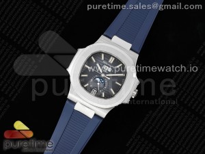 Nautilus 5726 Complicated SS PPF 1:1 Best Edition Blue Textured Dial on Blue Rubber Strap A324