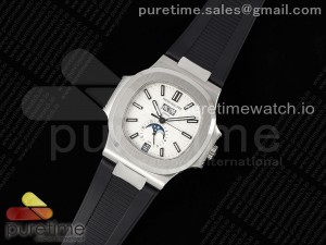 Nautilus 5726 Complicated SS PPF 1:1 Best Edition White Textured Dial on Black Rubber Strap A324