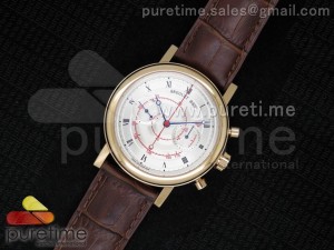 Classique Hand-Winding Chrono RG White Dial on Brown Leather Strap A23J