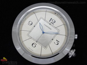 Pasha Travel Clock Stainless Steel Finish White Dial