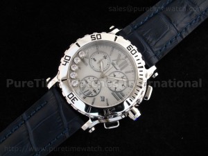 Happy Sport Mark II Chronograph SS MOP on Blue Leather Strap
