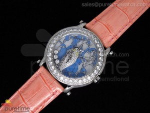 Happy Sports 150th Anniversary Animal World SS Penguin Dial on Pink Leather Strap Swiss Quartz
