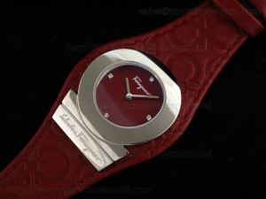 Gancino SS Red Dial on Large Red Leather Strap