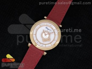 Gancino Charms RG White Dial on Red Leather Strap Ronda Quartz