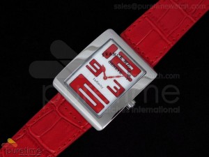 Infinity SS White Dial Red Numeral Markers On Red Leather Strap Jap Quartz
