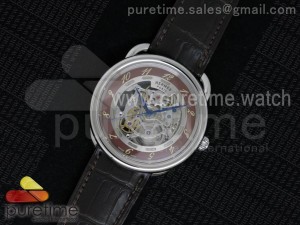 Arceau SS Brown Skeleton Dial on Black Croco Leather Strap A2892