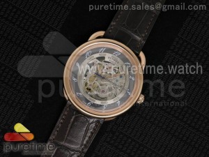 Arceau RG Gray Skeleton Dial on Brown Croco Leather Strap A2892