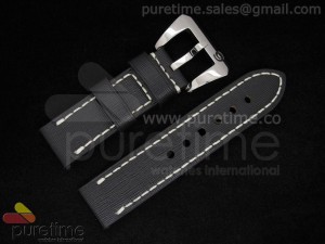 Panerai 24/24 Black Leather Strap on SS 6-Tang Buckle