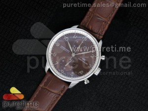 Portuguese 40mm Chrono SS Brown Dial on Brown Leather Strap A7750