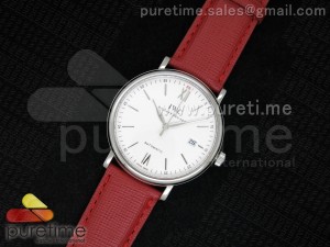Portofino Automatic SS White Dial on Red Leather Strap A2824