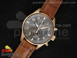 Pilot Chrono RG 3878 Gray Dial on Light Brown Leather Strap A7750
