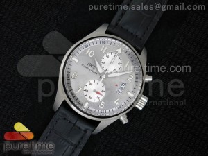 Pilot Chrono SS 3878 Gray Dial White Sub Dials on Brown Leather Strap A7750