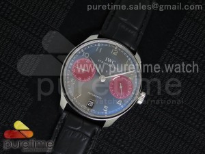 Portuguese Real PR IW500126 ZF 1:1 Best Edition Gray/Red Dial on Black Leather Strap A52010